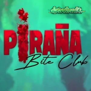 Piranha Bite Club slot gameplay screen showing the Swimmer Reel and underwater theme